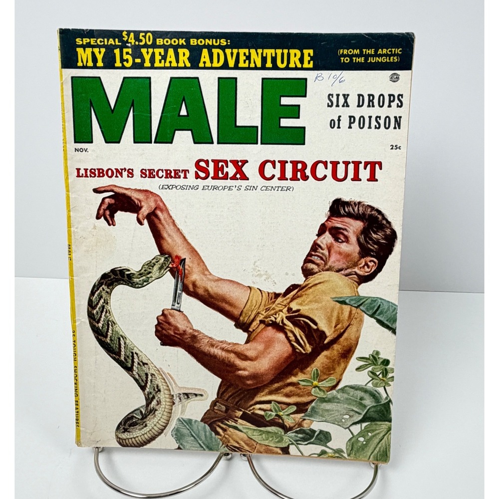 Male Magazine November 1955 Vintage Pulp Adventure Atlas Publication Collectible